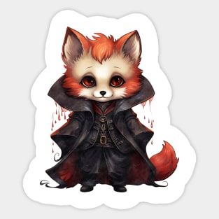 Cartoon Red Fox in Dracula Costume Sticker